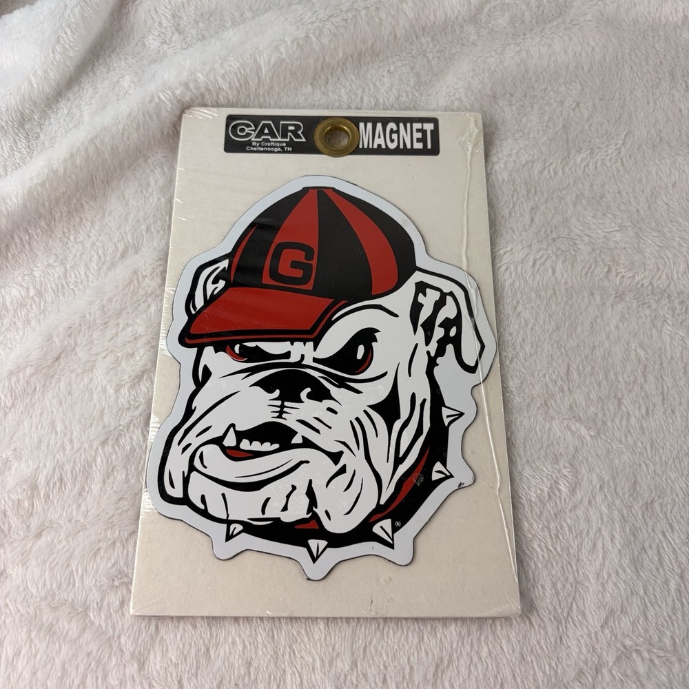 Vintage 00s Craftique Georgia Bulldog 6" Car Magnet Sealed Classic Spiked Collar